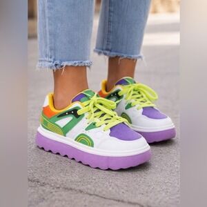 Forever Link Women's Multicolored Chunky Platform Sneakers Size 6.5 New